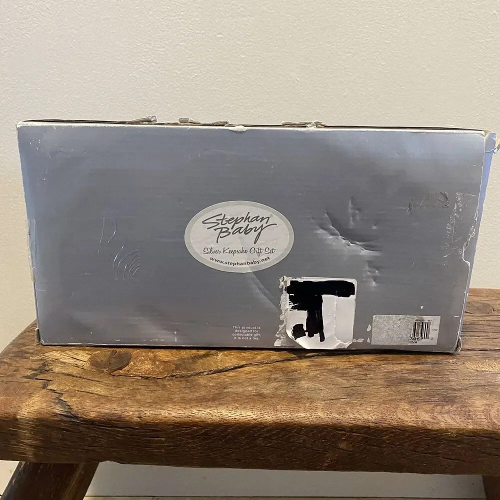 Stephan Baby Silver Keepsake Gift Set New Sealed Open Box Baby Shower Gift